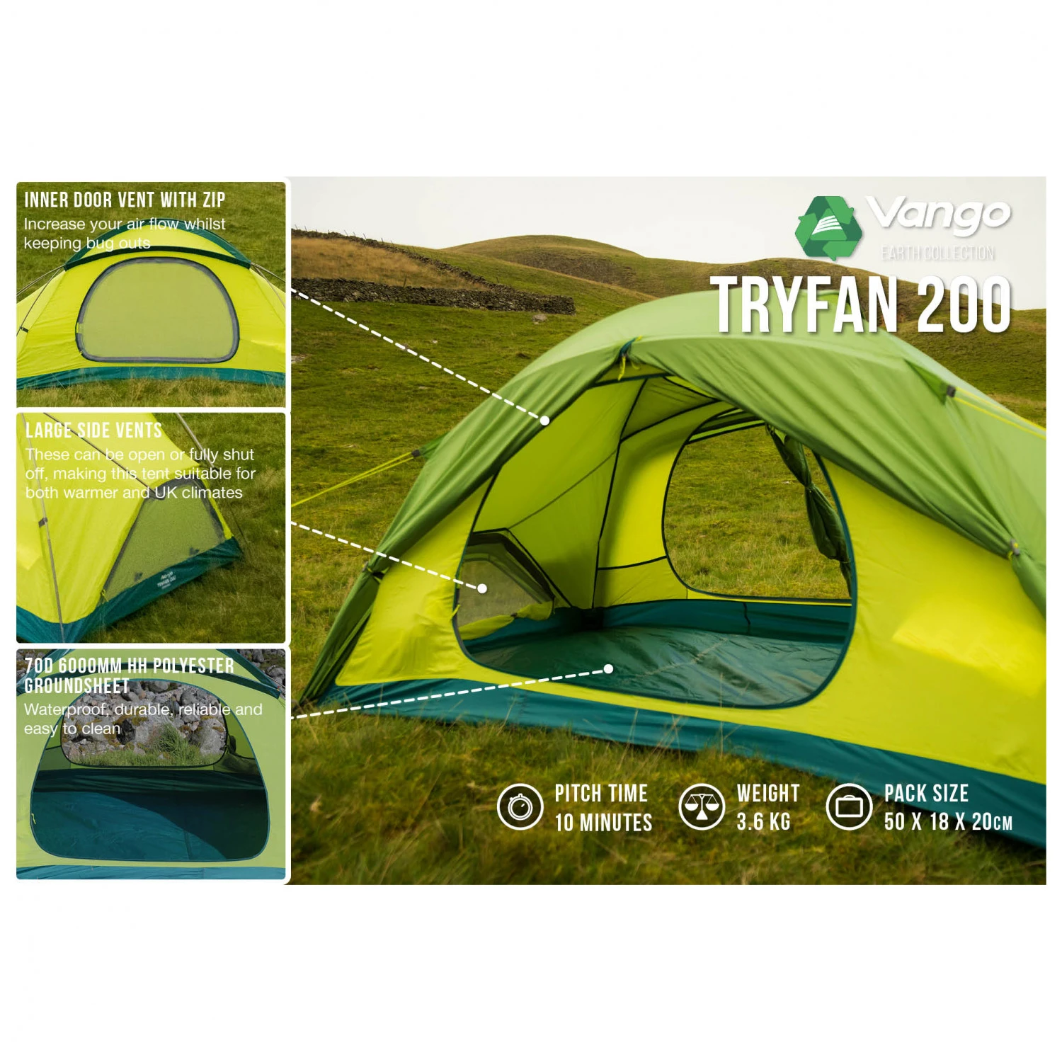 Vango Tryfan 200 - 2-person Tent - Image 3